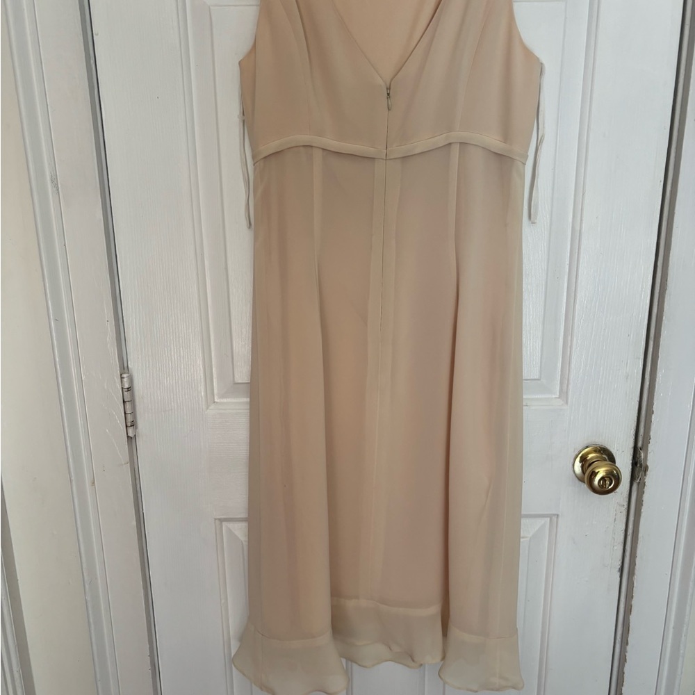 Ivory Sleeveless V-Neck Slip Midi Dress